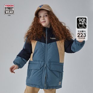 男女儿童同款 童装 冬季 经典 羽绒服 VISION 宽松撞色拼接中长款 KIDS