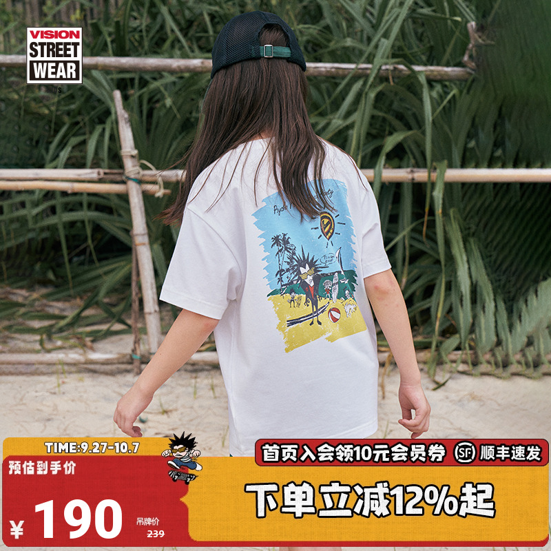 VISION童装 复刻历史图案Psycho beach holiday短袖T恤男女同款