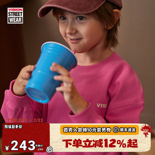 VISION KIDS 男女儿童美式复古时尚运动圆领长袖卫衣秋冬童装