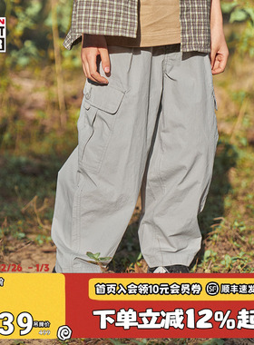 VISION童装 美式复古梭织多口袋宽松直筒工装裤长裤男女同款25新