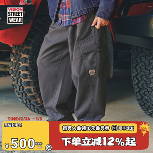 新款 VISION童装 男女儿童26春季 复古多口袋宽松直筒梭织长裤 美式