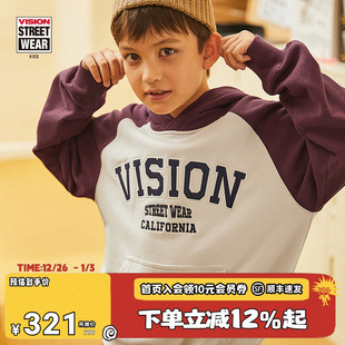 复古时尚 VISION 男女儿童秋冬美式 童装 宽松运动连帽卫衣 KIDS