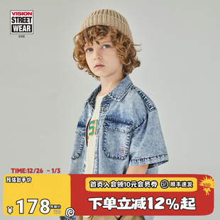 KIDS 衬衫 童装 牛仔短袖 T恤外套 男女儿童休闲宽松春夏款 VISION