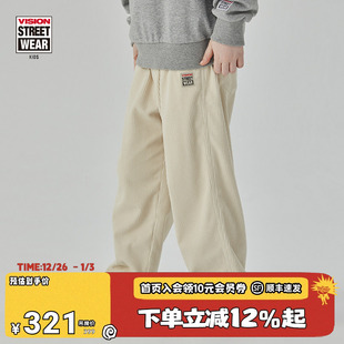 复古米白色灯芯绒宽松运动休闲裤 VISION 男女儿童美式 童装 KIDS