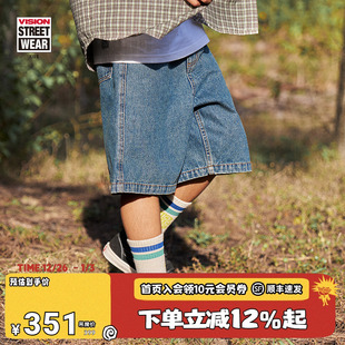过膝短裤 街头西海岸风宽松复古浅色5分牛仔中裤 美式 VISION童装
