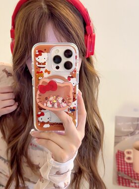 棕色kitty适用iphone17pro手机壳苹果16promax透明新款15pm创意ip14女款卡通超火13磁吸保护套哈喽helloKitty