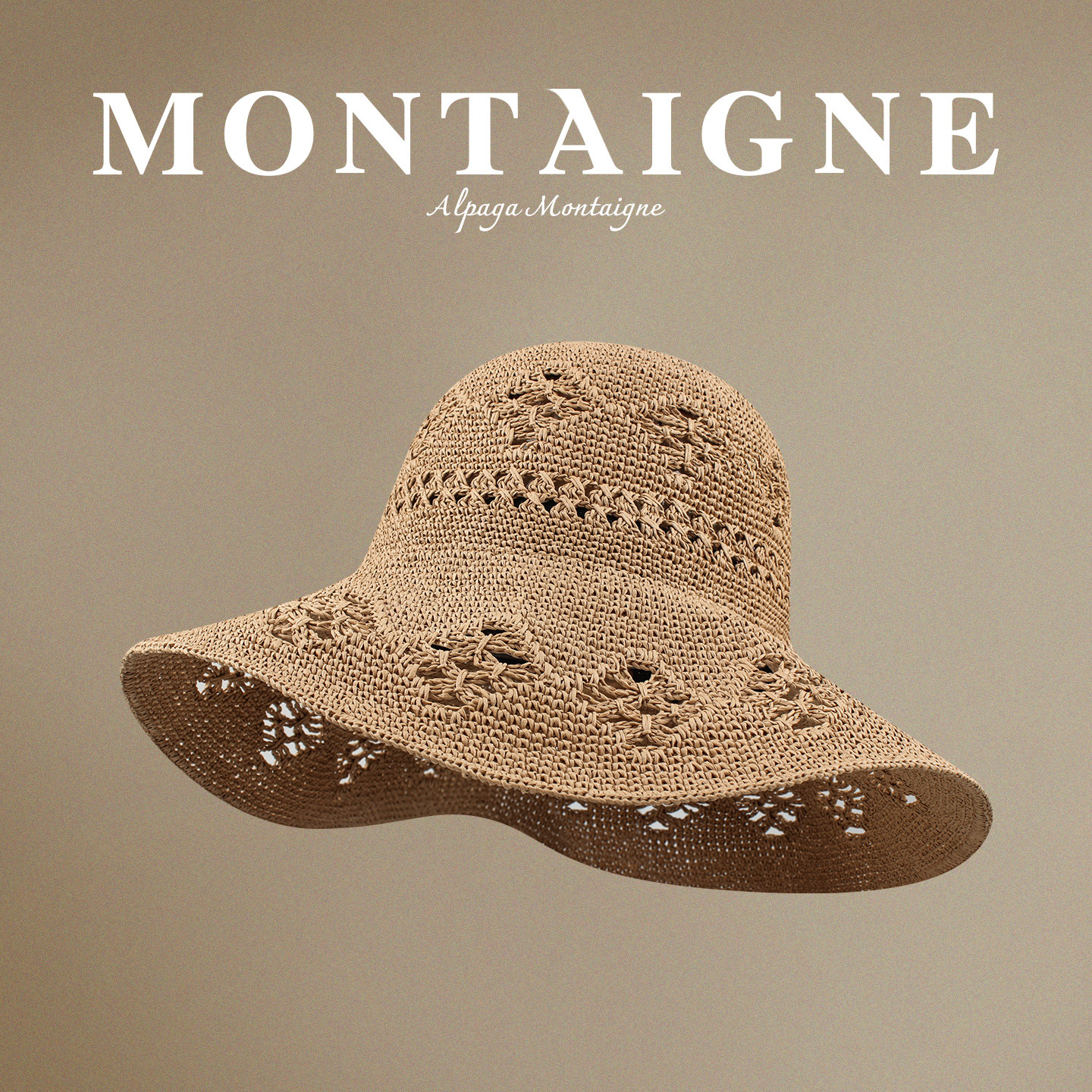 法国Montaigne/蒙田法式镂空女草帽大檐遮阳防晒纸草编织渔夫帽子