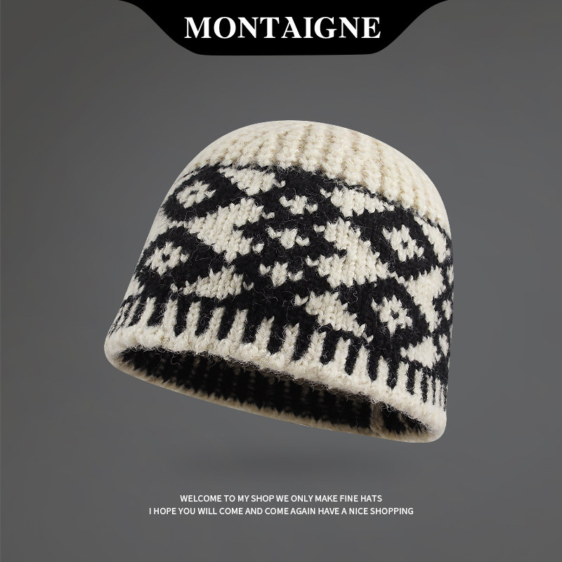 法国蒙田经典复古针织毛线帽