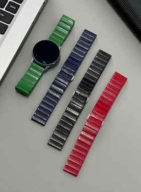 适用华为watchGT3Pro小米oppo手表20/22mm三星PC碳纤维纹一株表带