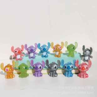 12款彩色史迪仔手办模型外贸公仔圣诞节创意礼物盲盒玩具配饰