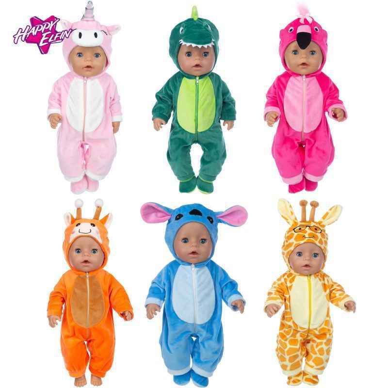 新款18寸美国女孩娃娃衣服43cm夏芙娃娃换装连体睡衣动物卡通衣服