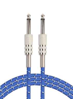 跨境货源蓝色纤维网带屏蔽单声道6.35 TS 1/4英寸电吉他音频线