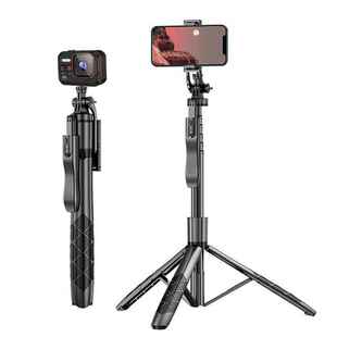 蓝牙自拍杆1.7M运动DV摄影三脚架防抖握把户外直播摄影手机自