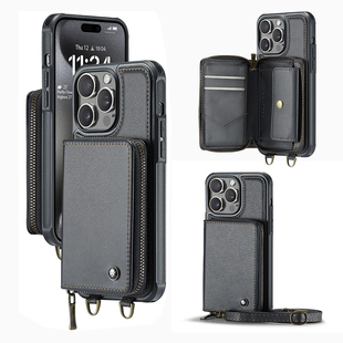 可斜挎带零钱包适用苹果16手机壳17promax带卡包挂绳iphone15plus卡槽14pro可放卡13放钥匙12插卡11支架防摔
