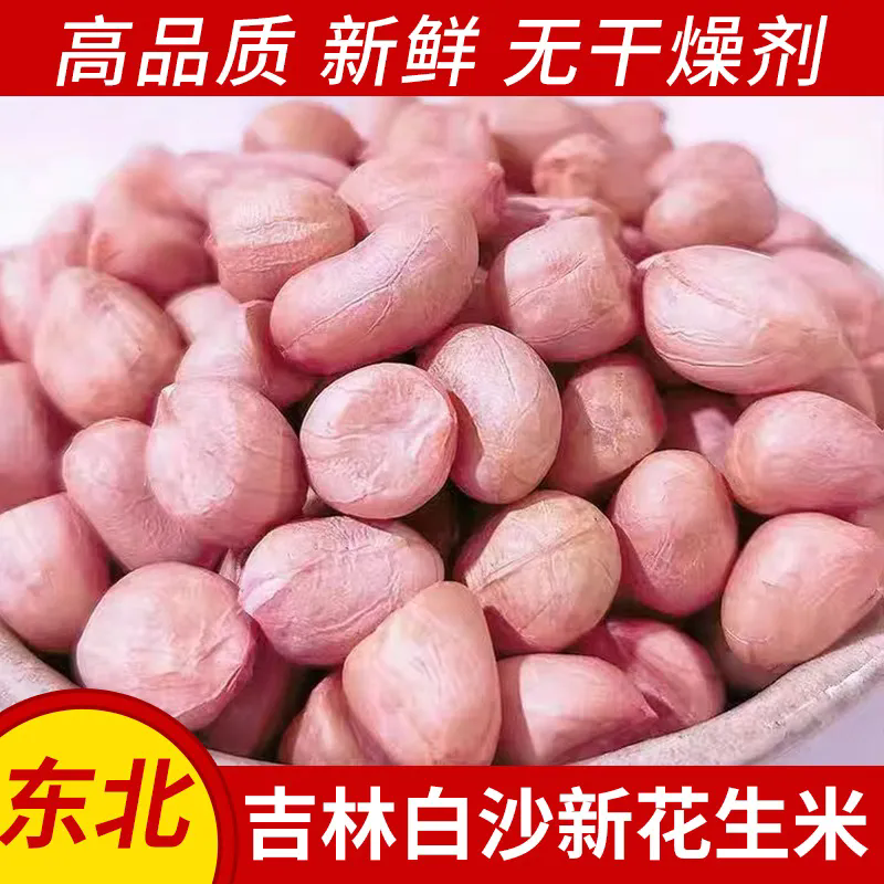 吉林东北优质大颗粒白沙花生现剥无壳花生仁粉皮花生米榨油生花生