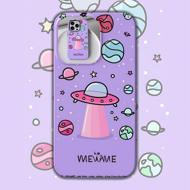 卡通彩绘飞碟~星际之恋 适用iPhone15promax菲林壳14/12手机壳苹果13创新11探索宇宙精孔华为荣耀个性保护套