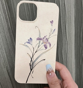 12菲林全包 ins淡雅气质花朵紫色兰花适用iPhone13苹果14pro手机壳11