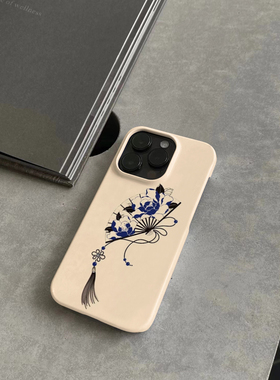 古风扇子适用于苹果14手机壳14plus新中式13古风13proxsmax创意xr防摔菲林硬壳