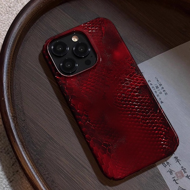 酒红色复古蛇皮纹适用苹果16promax手机壳15 14promax13新款12防摔11创意奢华高级感菲林软壳plus小众男女Pro