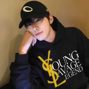 TGFCLUB 美式街头嘻哈印花YOUNG SAVAGE LEGEND恶搞套头连帽卫衣