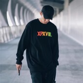 XPX 潮牌 宽松男女同款 周柏豪 XPXVIII彩虹色团队印花Logo套头长袖