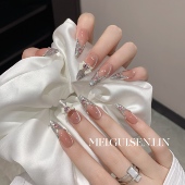 玫瑰森林小时代法式 美甲2026年新款 温柔手工猫眼高级感蝴蝶结美甲