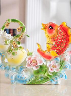 简约鱼摆件葫芦白菜陶瓷装饰品客厅家居酒柜电视柜结婚厂家直供价