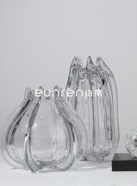 简约现代透明玻璃气泡造型花器几何花瓶摆件样板房间客厅桌面摆设