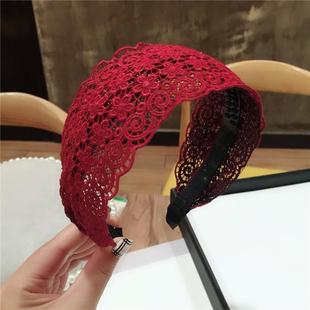 甜美清新淑女防滑压发 宽边布艺蕾丝发箍带齿发卡简约易搭韩国韩版