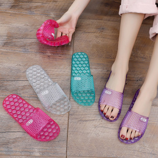 透明水晶一字拖 拖鞋 女士家用室内夏季 新款 平跟软底舒适百搭塑胶鞋