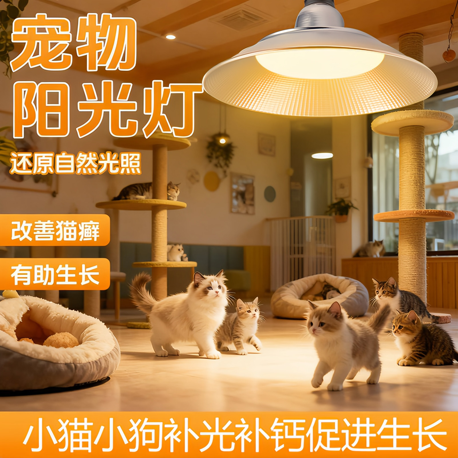 宠物灯LED球泡灯E27螺口220V猫咪狗狗动物补钙促进生长仿自然光UV