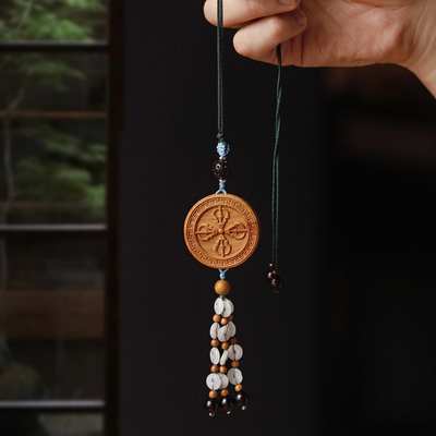 濮暹檀香六字箴言本命年护符吊坠