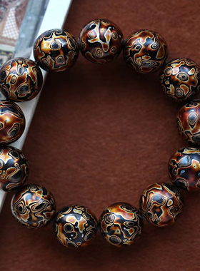 非遗大漆手串琥珀金18mm