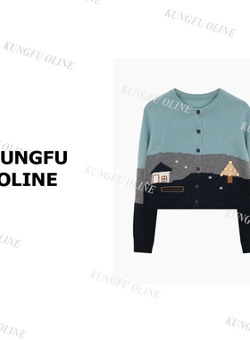 KS7219秋冬新款小房子开衫女圆领百搭毛针织衫气质