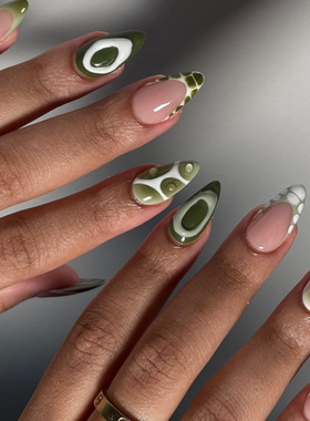 外贸立体夏日清爽绿色时尚法式欧美辣妹风穿戴甲30片press on