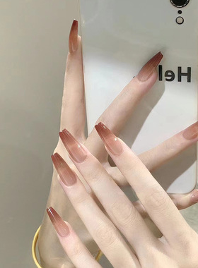秋冬穿戴甲可拆卸渐变美甲片指甲片中长芭蕾甲美甲贴片显白假指甲