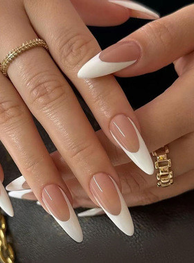 外贸简约干净清浅法式欧美风可拆卸美甲片30片press on nails