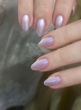 外贸猫眼梦幻紫色杏仁甲欧风ins可拆卸穿戴甲24片press on nails