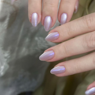 外贸猫眼梦幻紫色杏仁甲欧风ins可拆卸穿戴甲24片press on nails