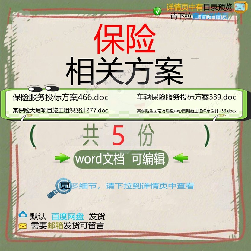 保险相关方案 方案施工word组织投标设中心大厦项目服务青计