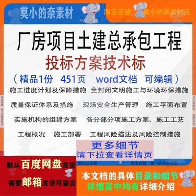 厂房项目土建总承包工程投标方案技术标参考范本word文档可编辑