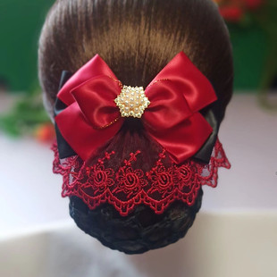 新款高档头花带网兜职业发网套银行护士盘发夹发饰品韩国气质潮流