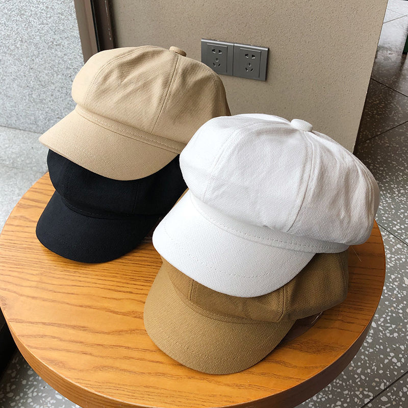 八角帽女生春秋韩版网红文艺复古贝雷帽宽檐瘦脸英伦百搭报童帽男