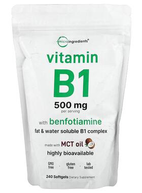 Micro Ingredients,Vitamin B1 With Benfotiamine, 240 Softgels