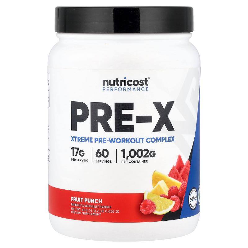 Nutricost,表现，PRE-X，Xtreme 锻炼前复合补剂，混合水果味，2