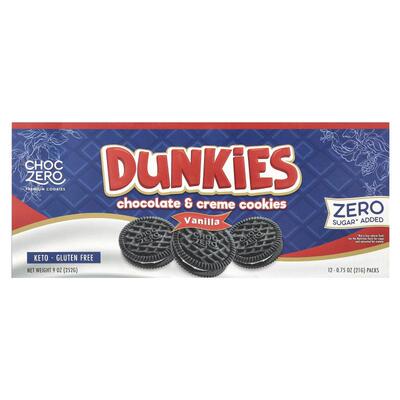 ChocZero,Dunkies，巧克力和奶油曲奇，香草味，12 包，每包 0.75