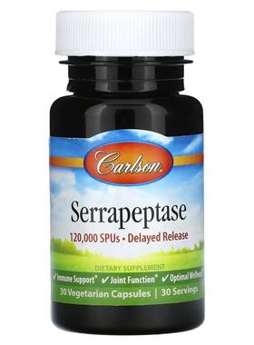 Carlson,舍雷肽酶，缓释，120000 SPU，30 粒素食胶囊