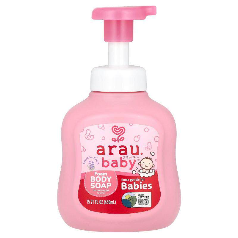 arau.baby,泡沫身体皂，薰衣花草香，15.21 液量盎司（450 毫升）
