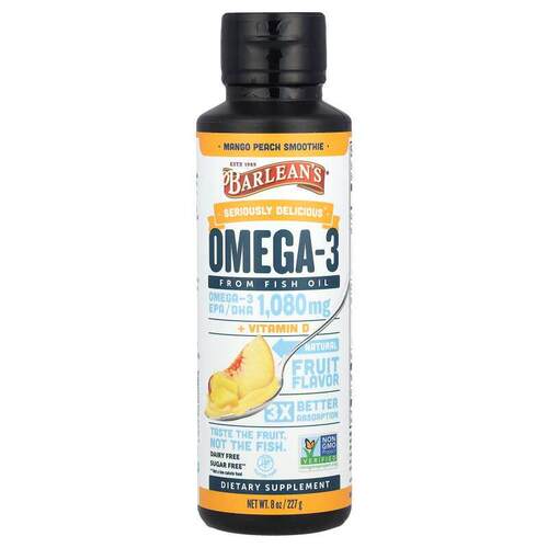 巴宁,Seriously Delicious®，鱼油 Omega-3，芒果桃奶昔