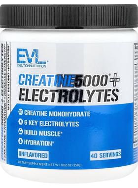 EVL,Creatine5000® + 电解质，原味，8.82 盎司（250 克）